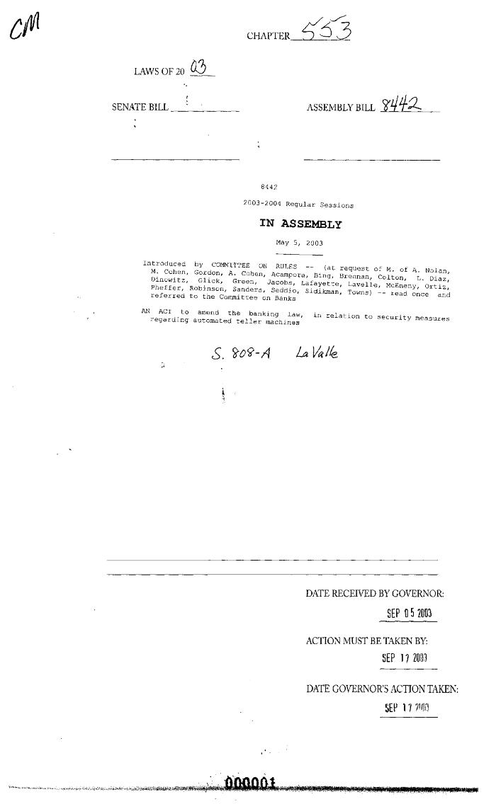 NYS Bill and Veto Jackets: 2003, Chapter 553
