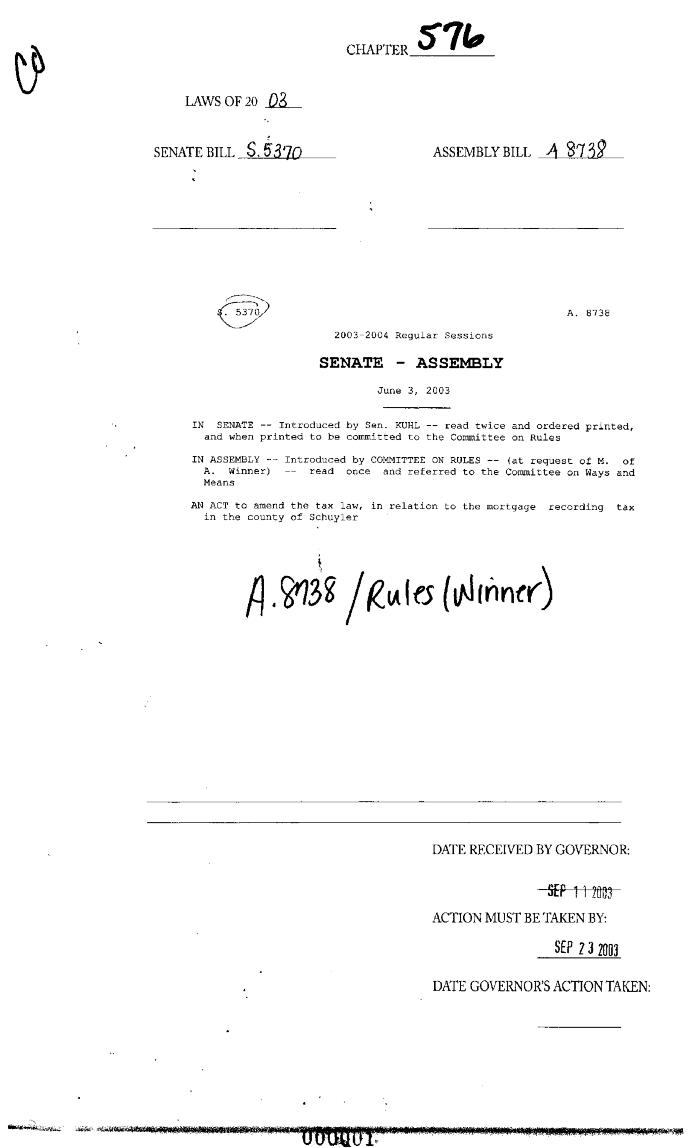 NYS Bill and Veto Jackets: 2003, Chapter 576