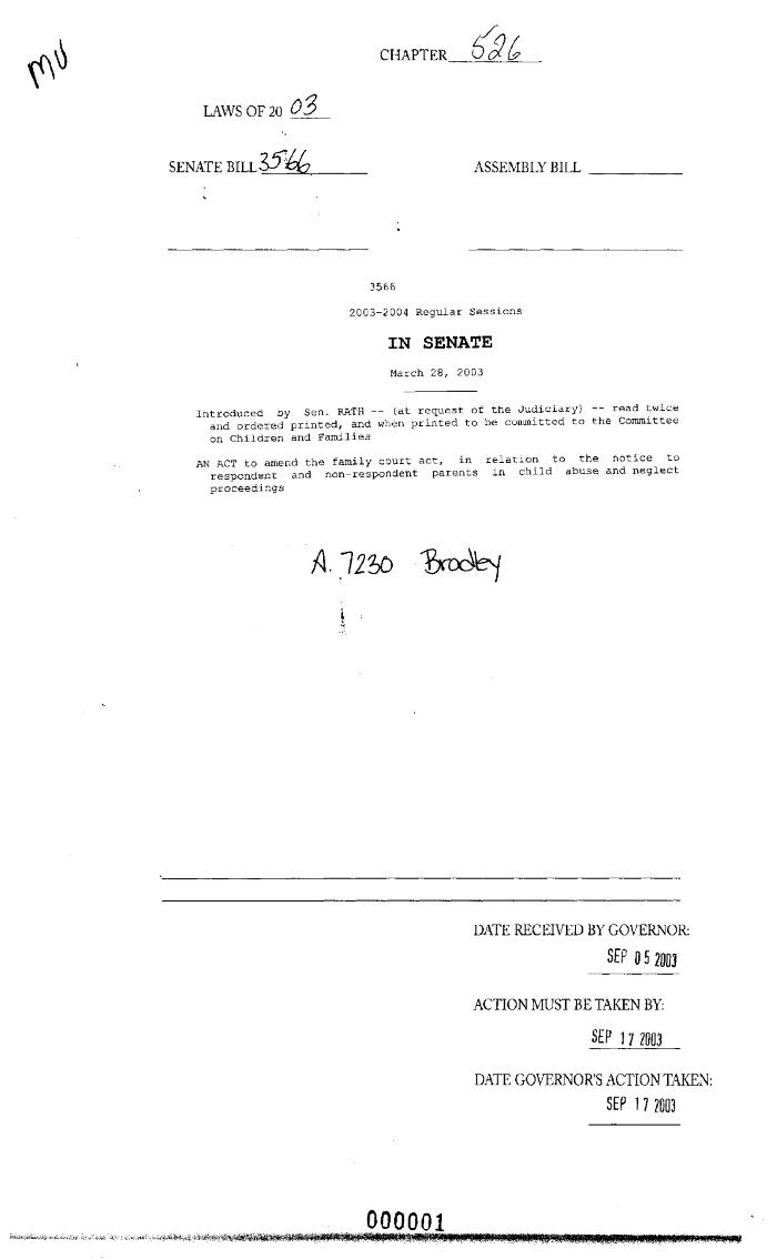 NYS Bill and Veto Jackets: 2003, Chapter 526