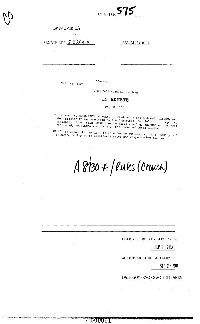 NYS Bill and Veto Jackets: 2003, Chapter 575