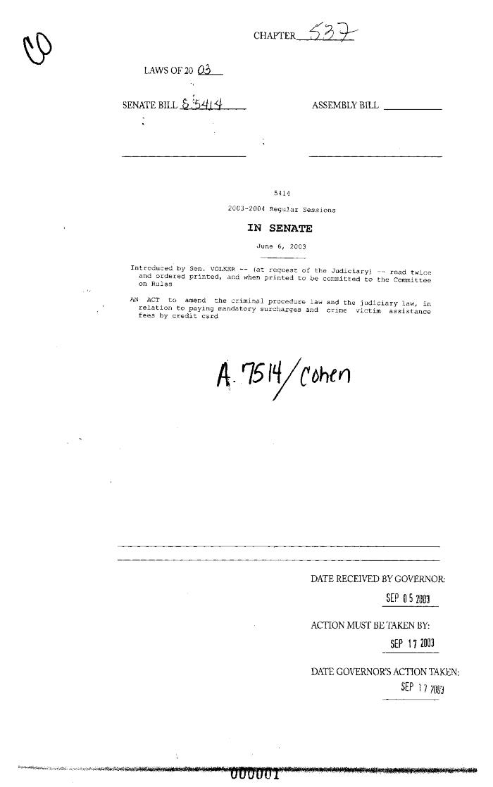 NYS Bill and Veto Jackets: 2003, Chapter 537