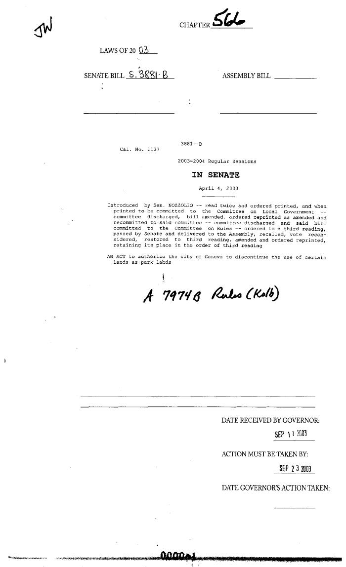 NYS Bill and Veto Jackets: 2003, Chapter 566