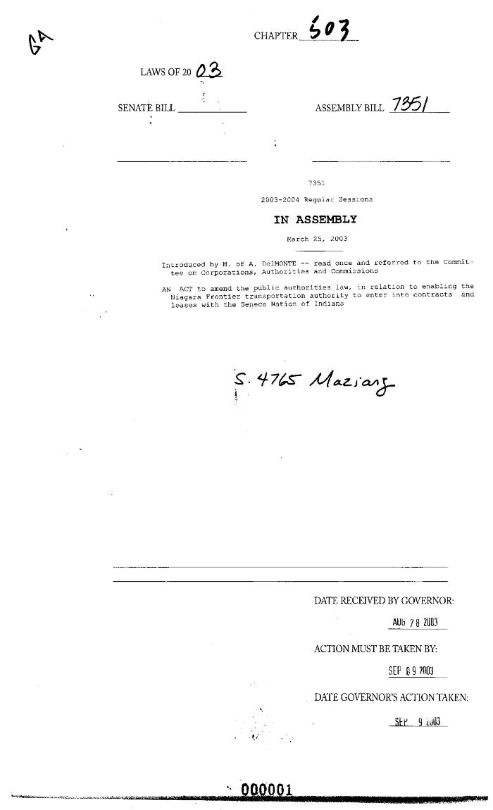 NYS Bill and Veto Jackets: 2003, Chapter 503