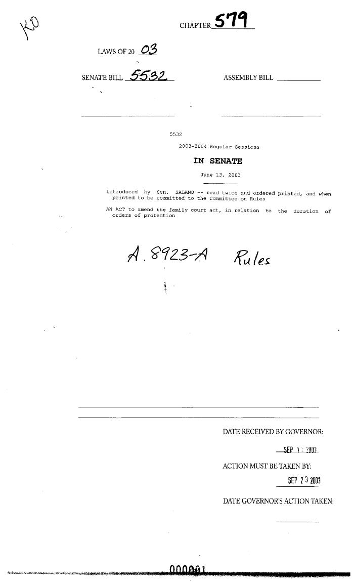 NYS Bill and Veto Jackets: 2003, Chapter 579