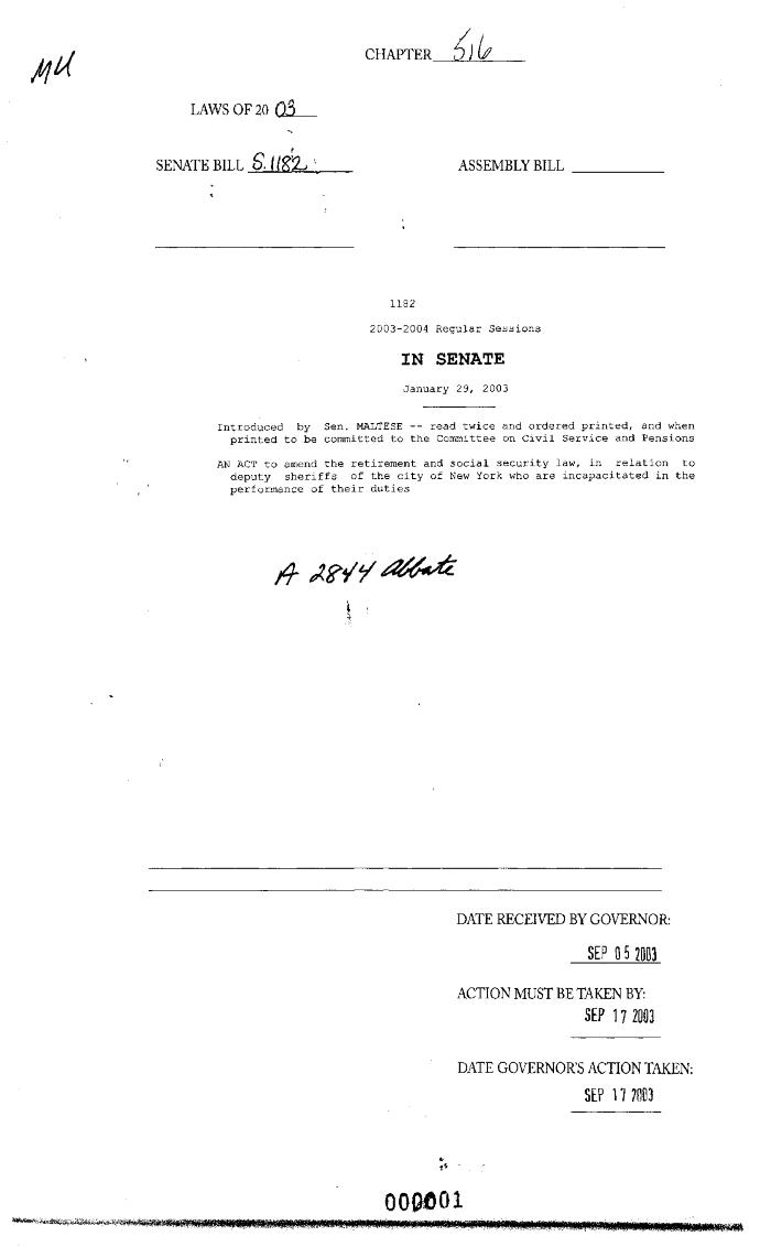 NYS Bill and Veto Jackets: 2003, Chapter 516