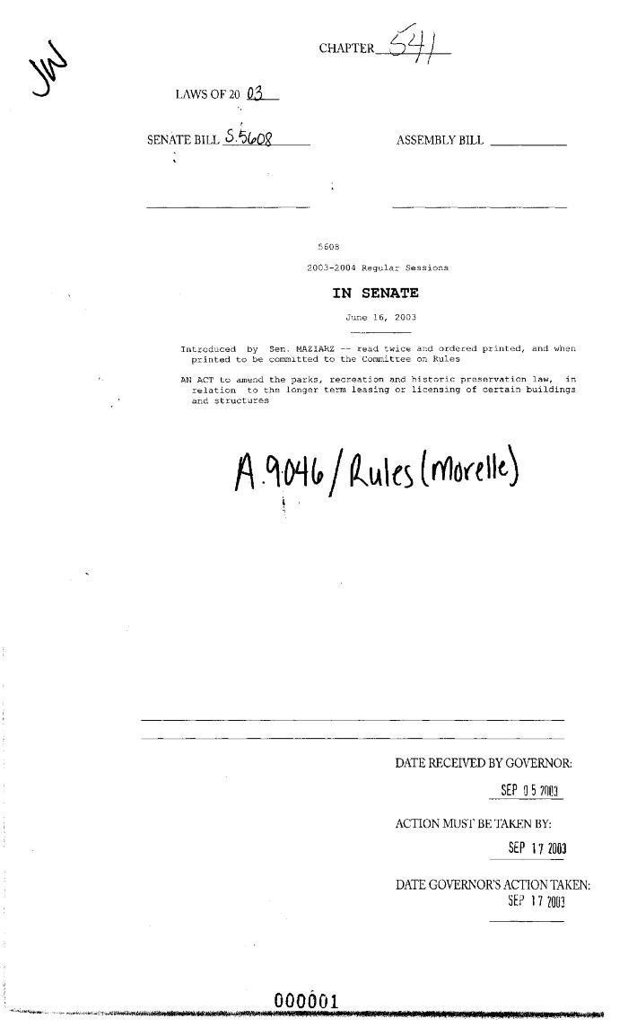 NYS Bill and Veto Jackets: 2003, Chapter 541