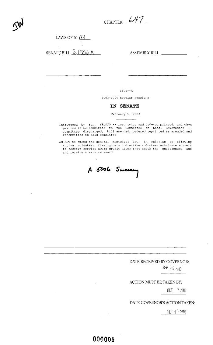 NYS Bill and Veto Jackets: 2003, Chapter 647