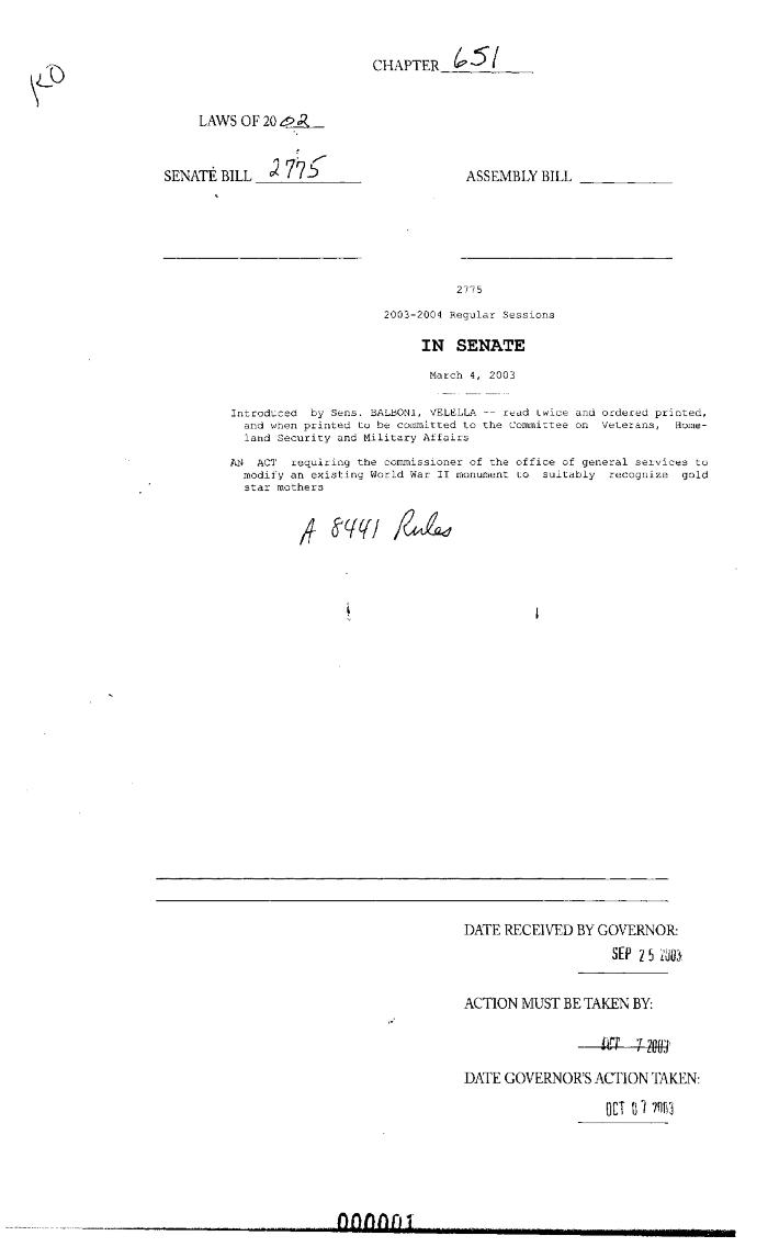 NYS Bill and Veto Jackets: 2003, Chapter 651
