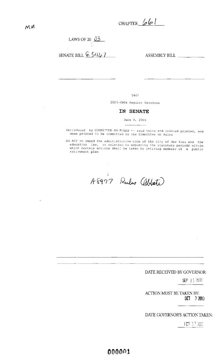 NYS Bill and Veto Jackets: 2003, Chapter 661