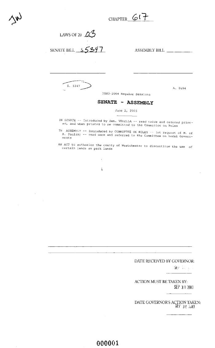 NYS Bill and Veto Jackets: 2003, Chapter 617
