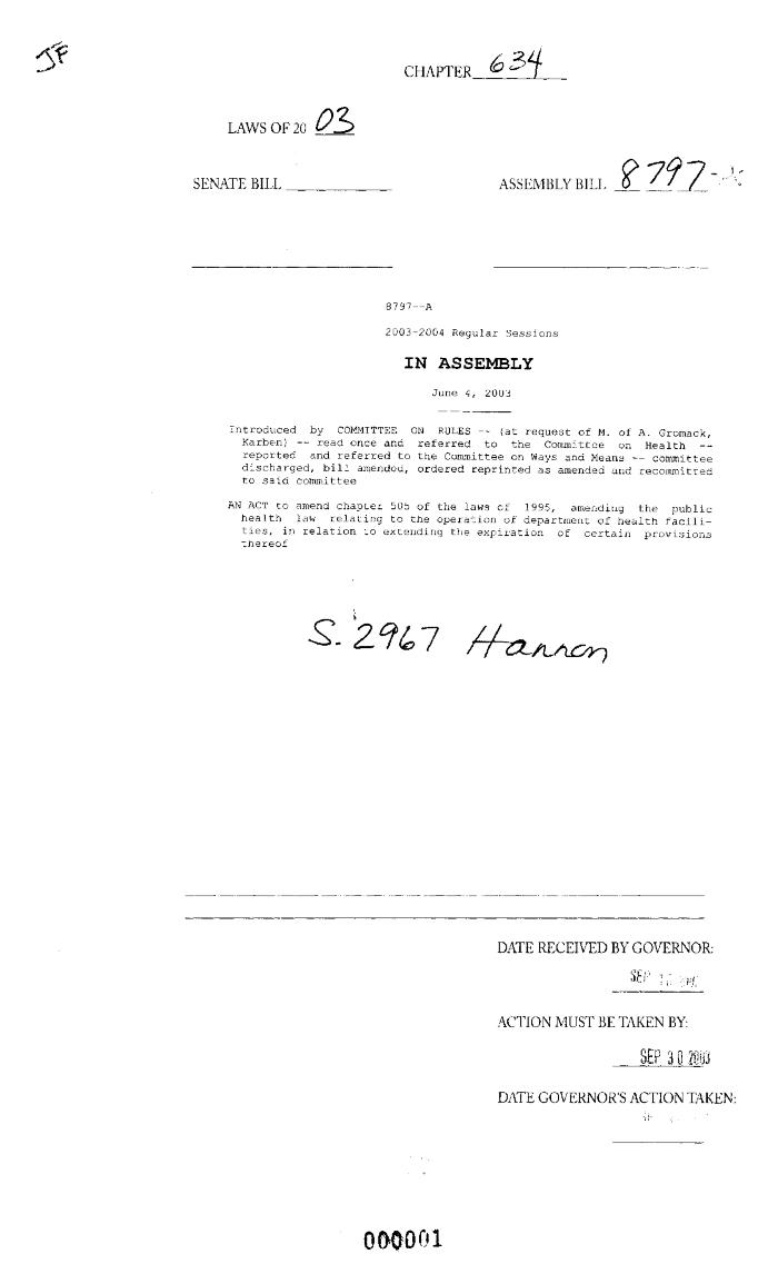 NYS Bill and Veto Jackets: 2003, Chapter 634