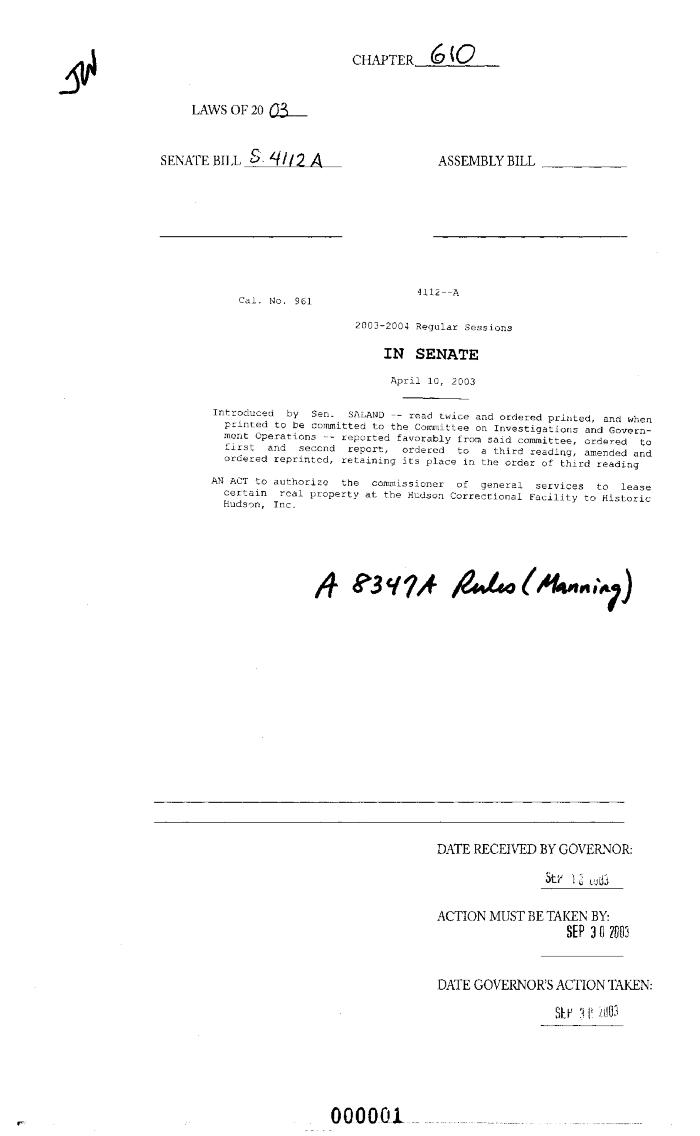 NYS Bill and Veto Jackets: 2003, Chapter 610