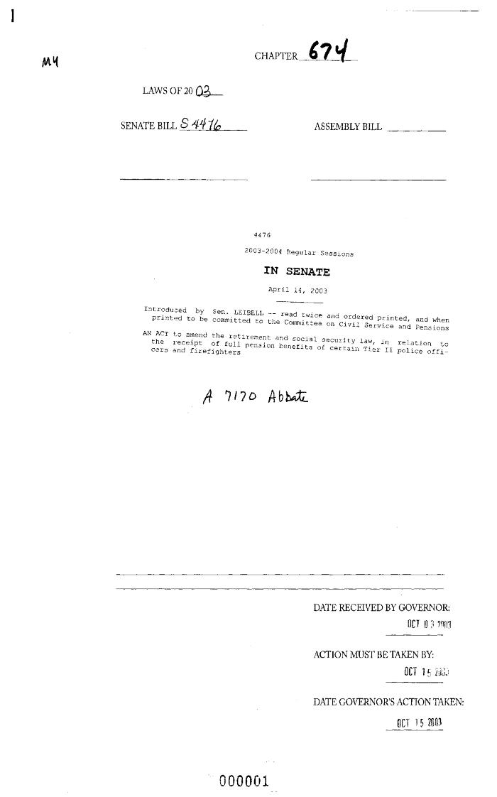 NYS Bill and Veto Jackets: 2003, Chapter 674