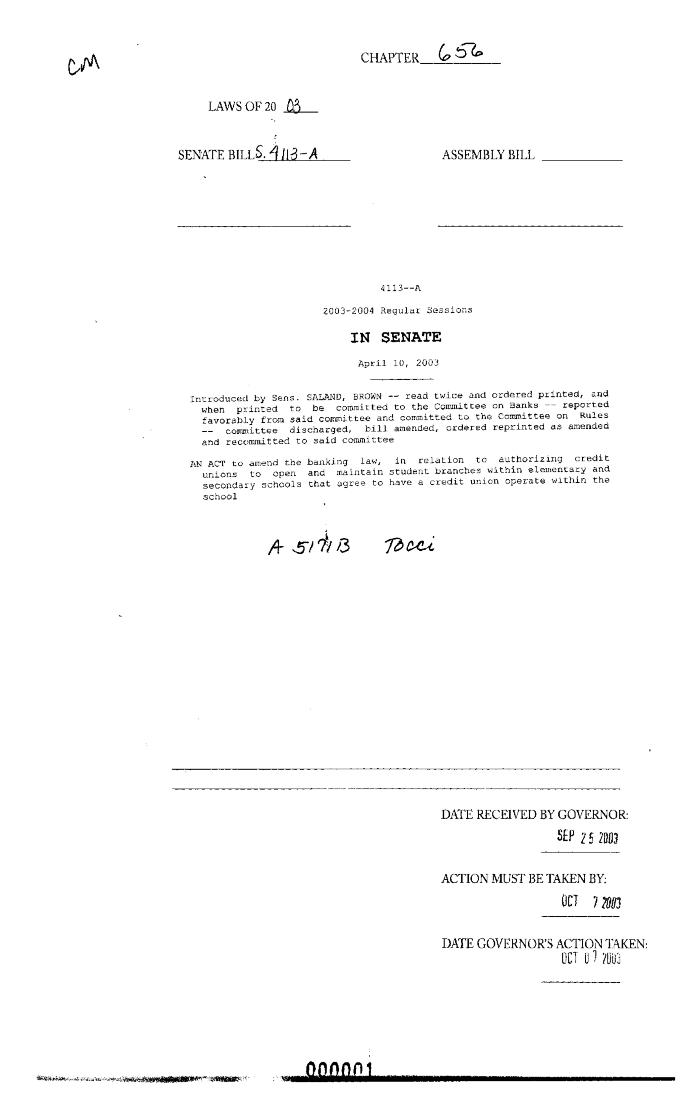 NYS Bill and Veto Jackets: 2003, Chapter 656