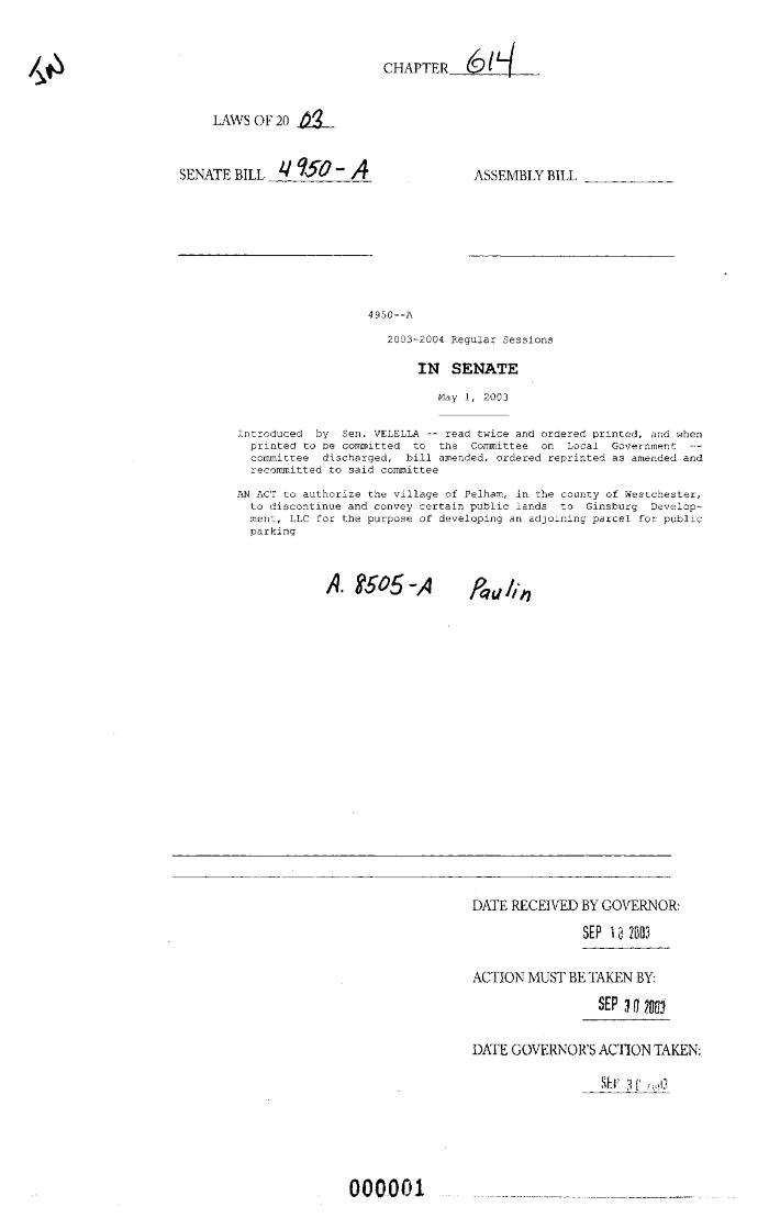 NYS Bill and Veto Jackets: 2003, Chapter 614