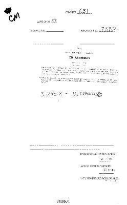 NYS Bill and Veto Jackets: 2003, Chapter 631