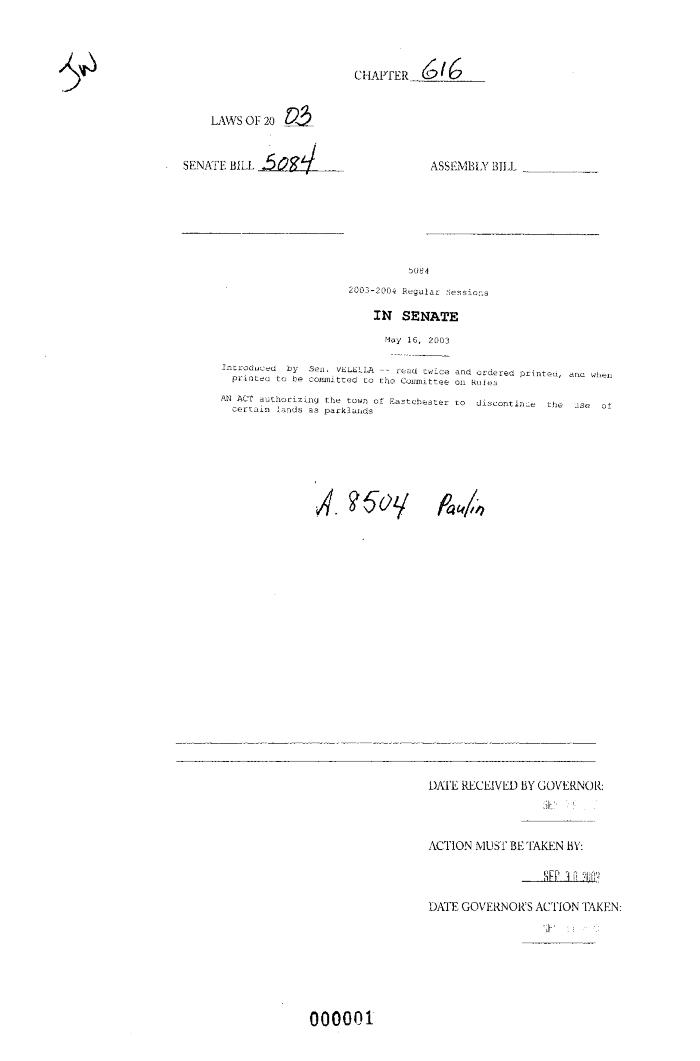 NYS Bill and Veto Jackets: 2003, Chapter 616