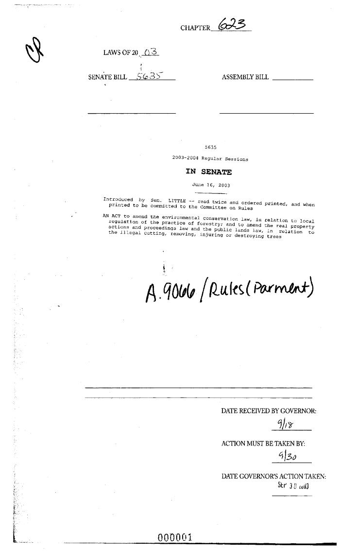 NYS Bill and Veto Jackets: 2003, Chapter 623