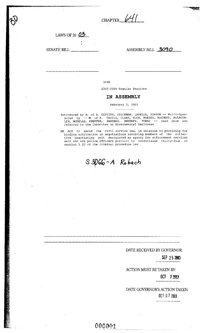 NYS Bill and Veto Jackets: 2003, Chapter 641