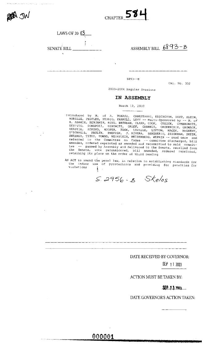 NYS Bill and Veto Jackets: 2003, Chapter 584
