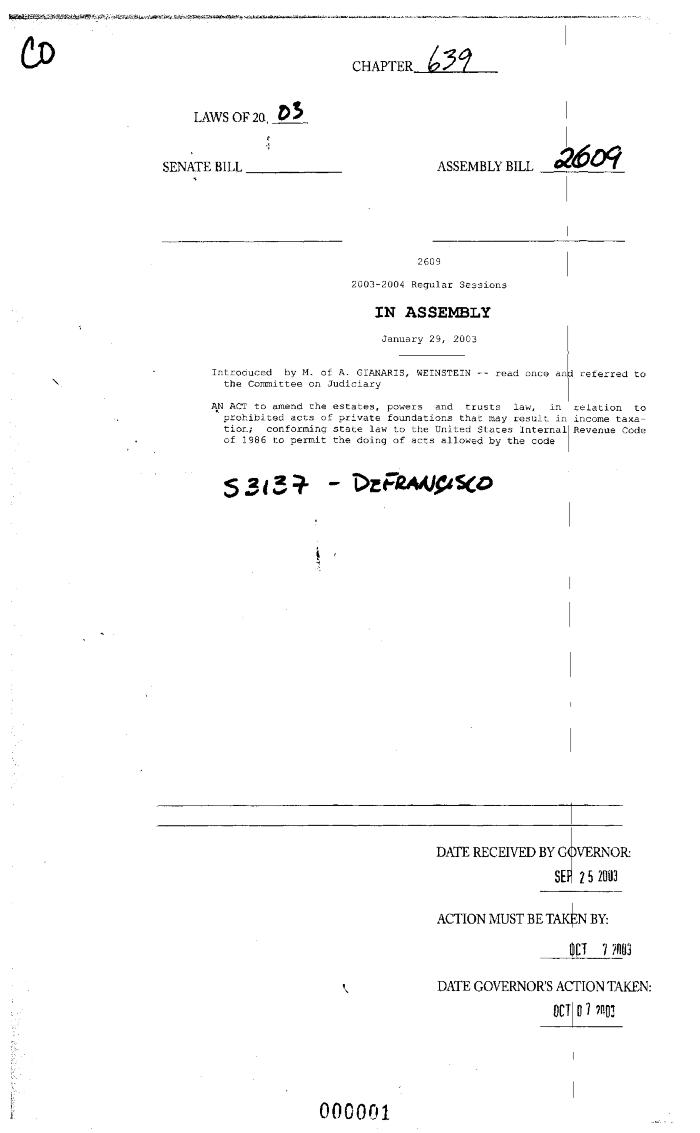 NYS Bill and Veto Jackets: 2003, Chapter 639