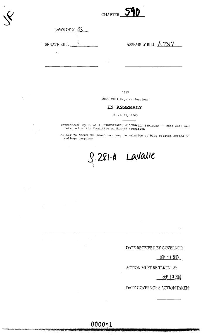 NYS Bill and Veto Jackets: 2003, Chapter 590