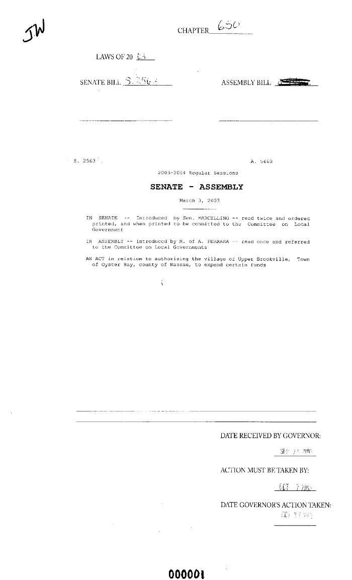 NYS Bill and Veto Jackets: 2003, Chapter 650
