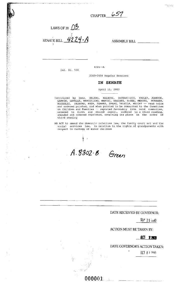 NYS Bill and Veto Jackets: 2003, Chapter 657