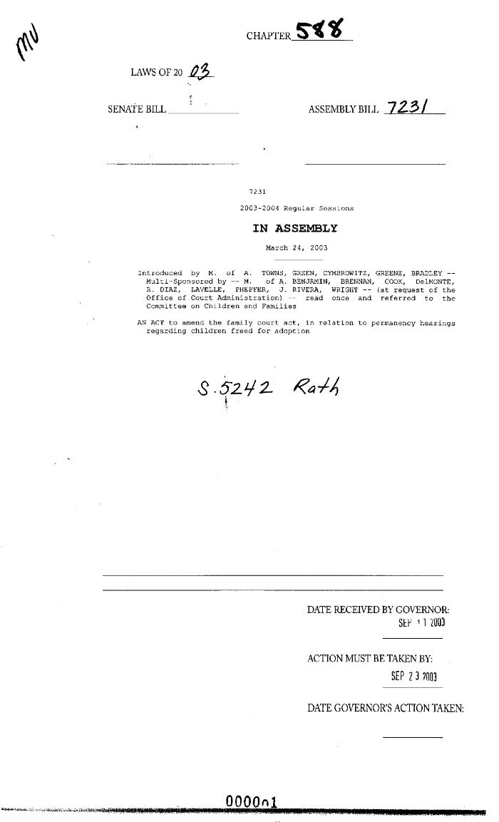 NYS Bill and Veto Jackets: 2003, Chapter 588