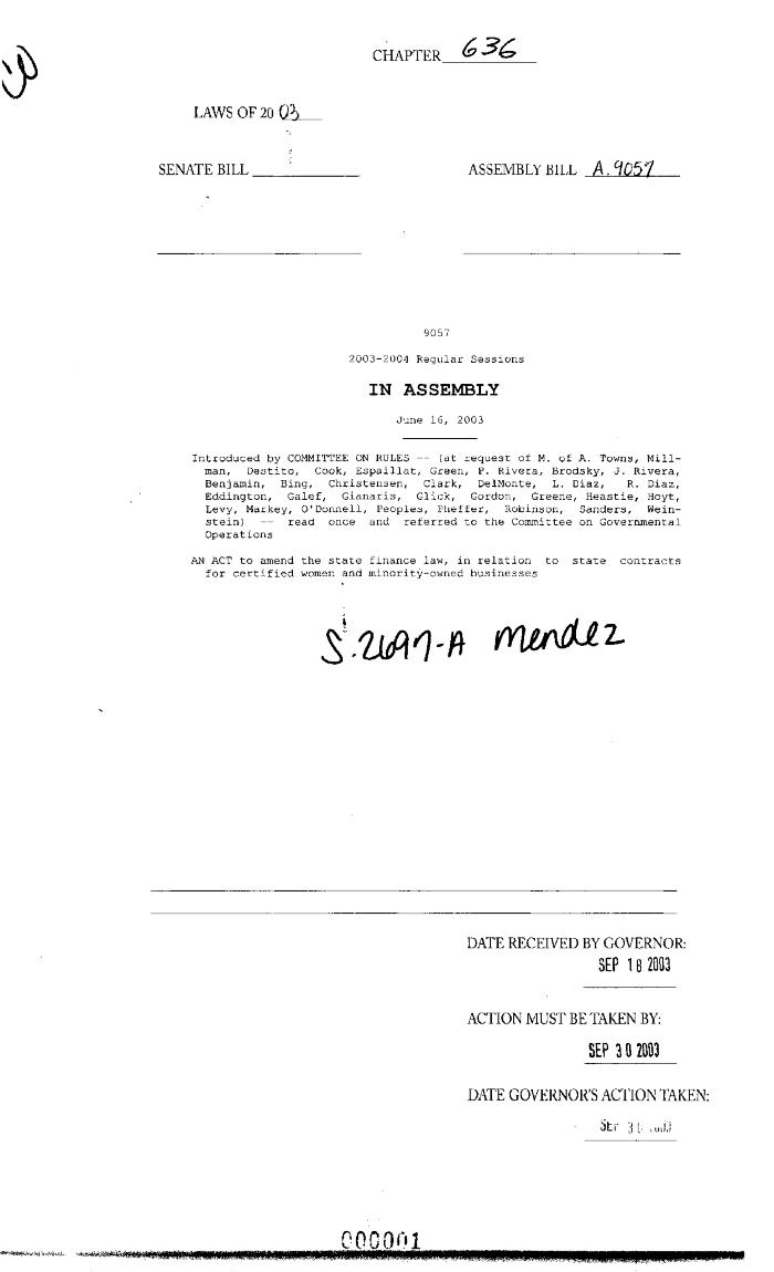 NYS Bill and Veto Jackets: 2003, Chapter 636
