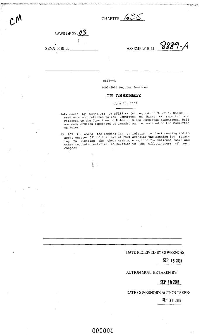 NYS Bill and Veto Jackets: 2003, Chapter 635