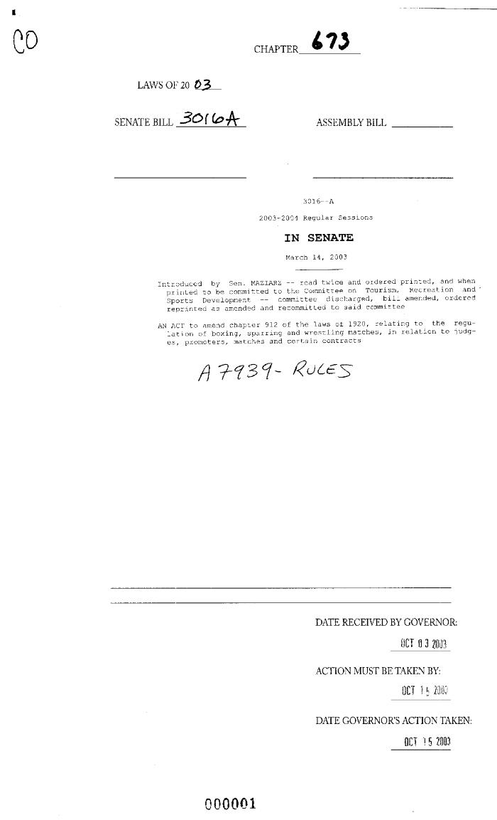 NYS Bill and Veto Jackets: 2003, Chapter 673