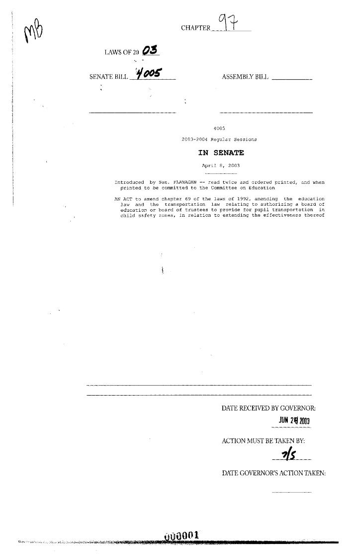 NYS Bill and Veto Jackets: 2003, Chapter 97