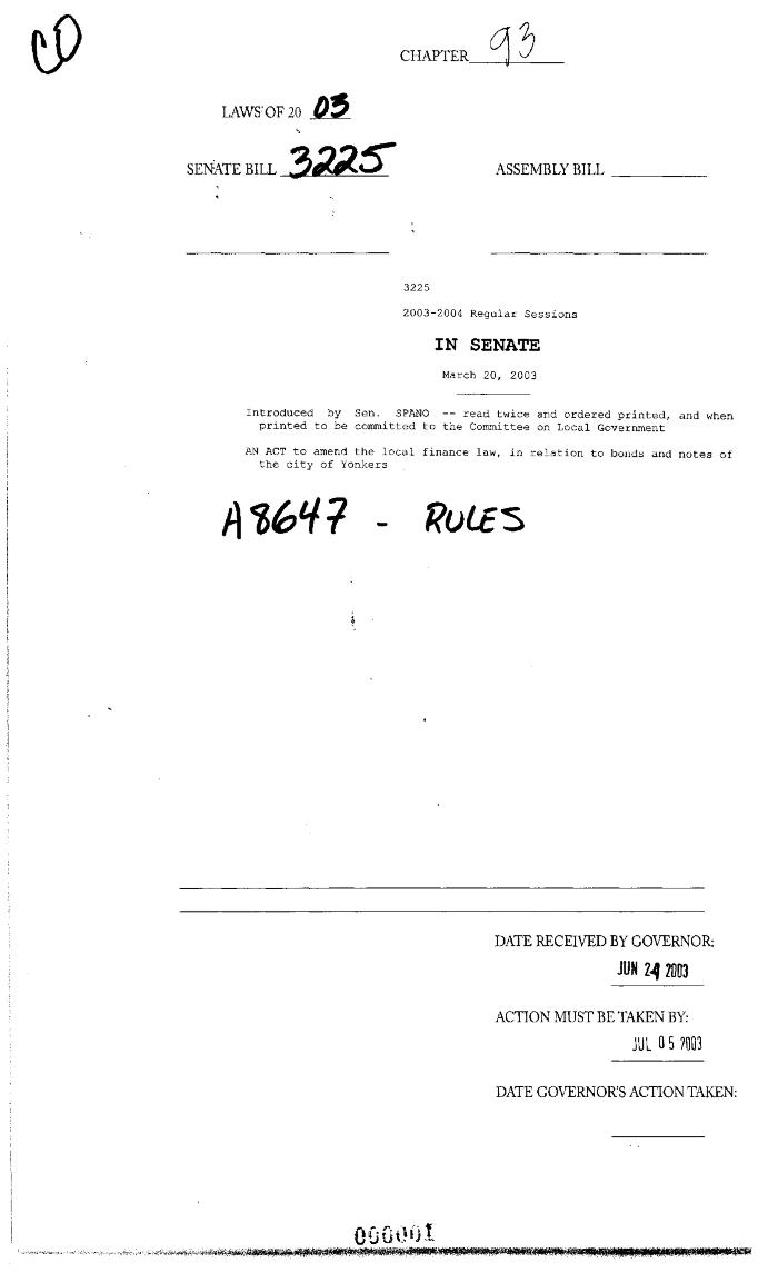 NYS Bill and Veto Jackets: 2003, Chapter 93
