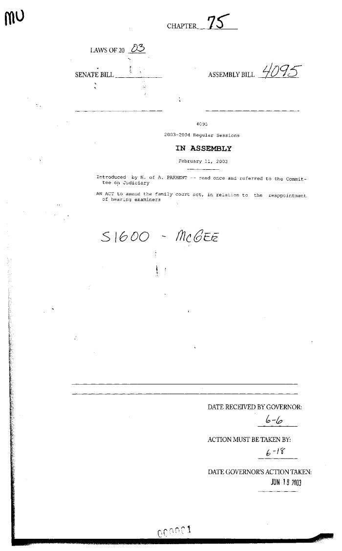 NYS Bill and Veto Jackets: 2003, Chapter 75