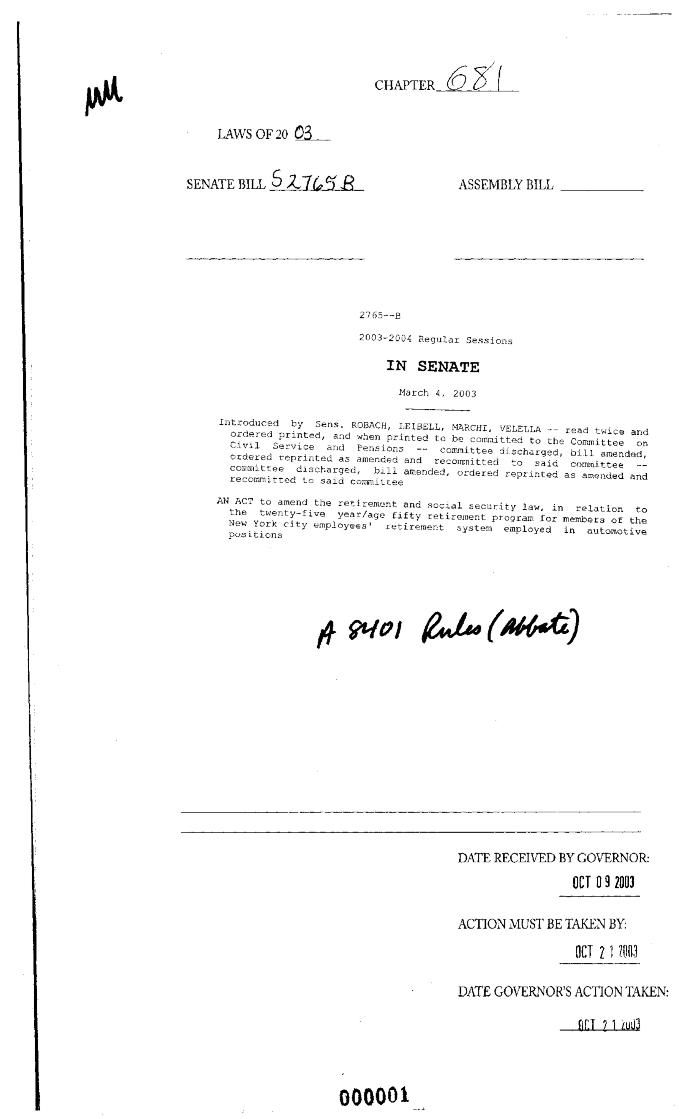 NYS Bill and Veto Jackets: 2003, Chapter 681