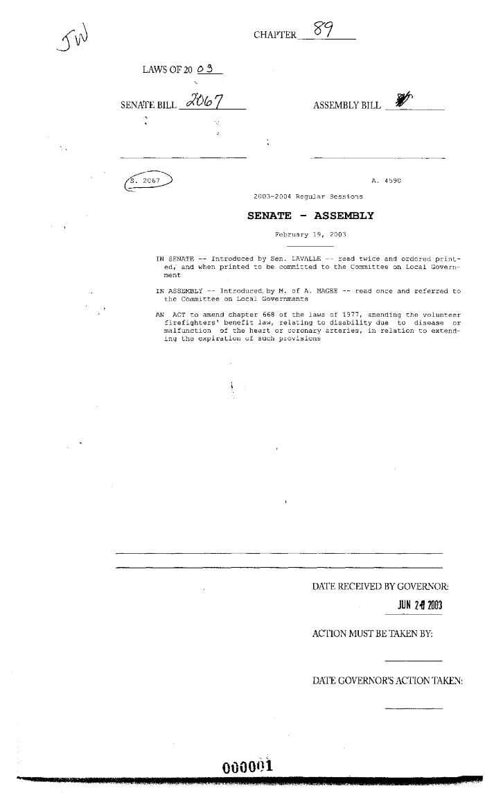 NYS Bill and Veto Jackets: 2003, Chapter 89