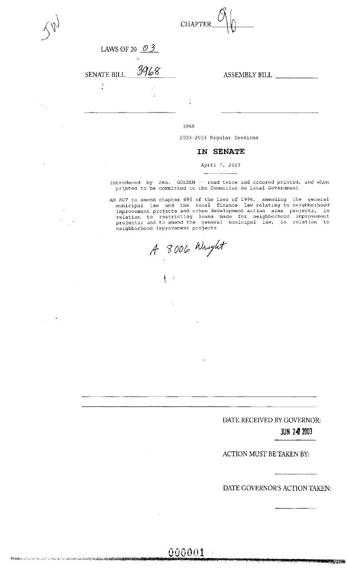NYS Bill and Veto Jackets: 2003, Chapter 96
