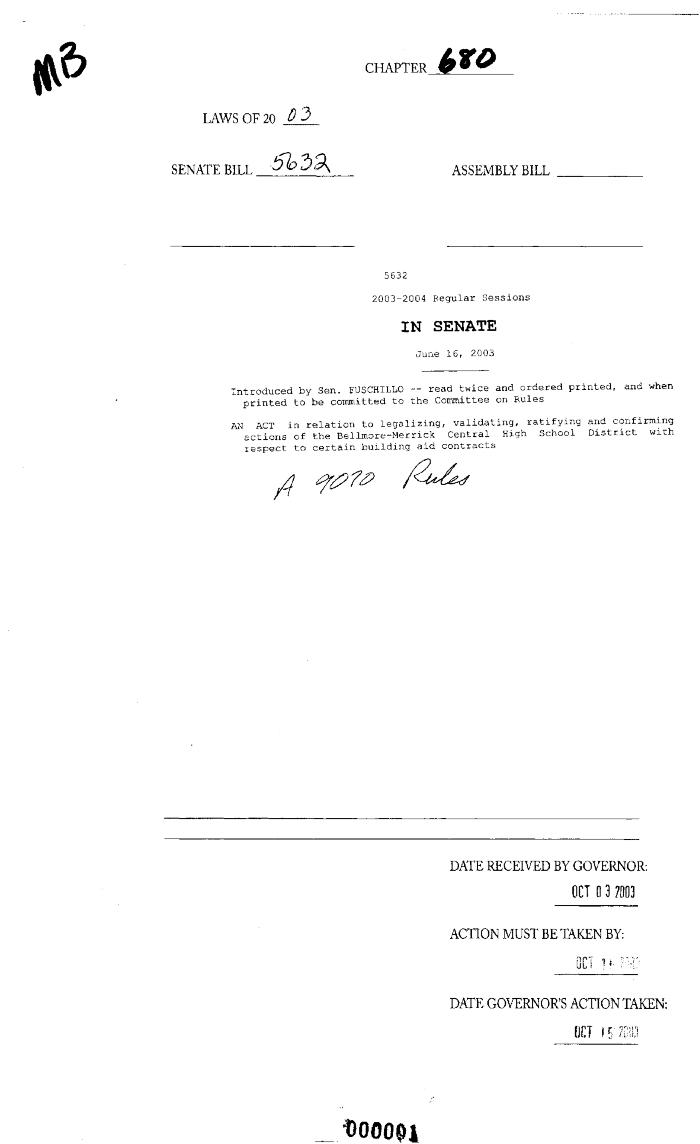 NYS Bill and Veto Jackets: 2003, Chapter 680