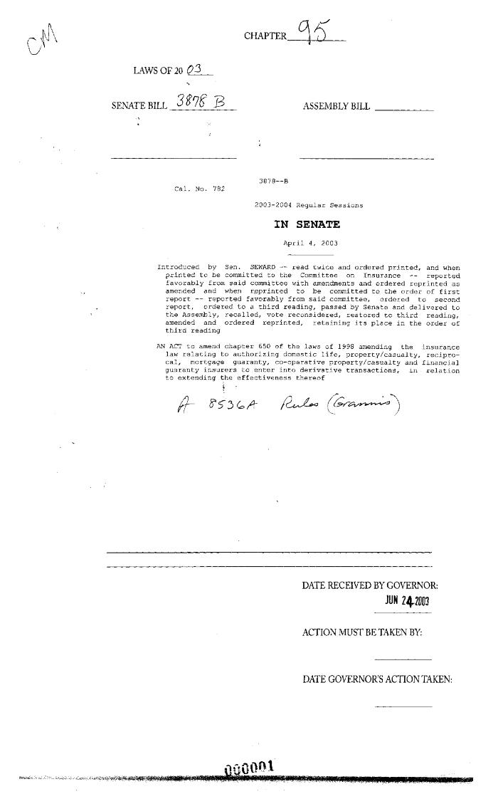 NYS Bill and Veto Jackets: 2003, Chapter 95