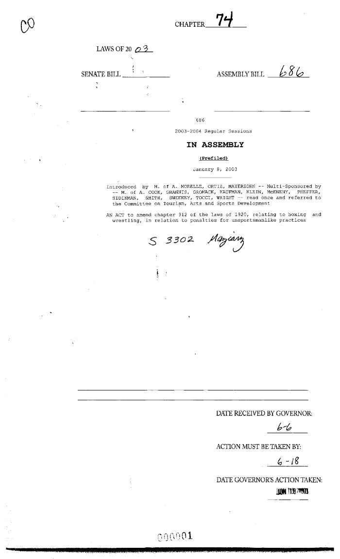 NYS Bill and Veto Jackets: 2003, Chapter 74