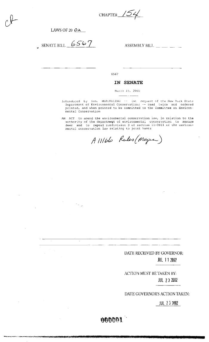 NYS Bill and Veto Jackets: 2002, Chapter 154
