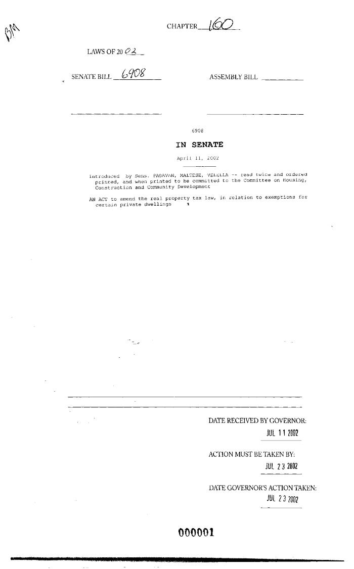 NYS Bill and Veto Jackets: 2002, Chapter 160