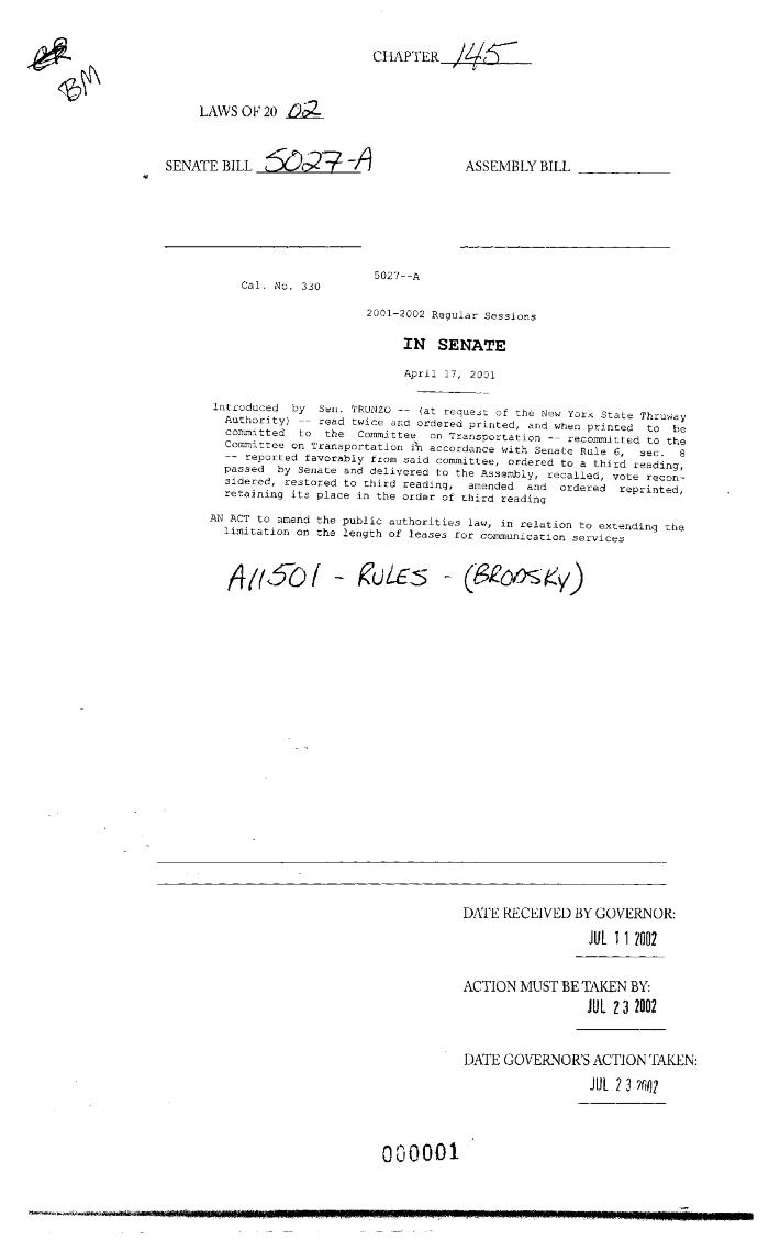 NYS Bill and Veto Jackets: 2002, Chapter 145
