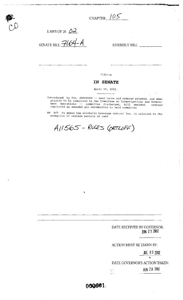 NYS Bill and Veto Jackets: 2002, Chapter 105