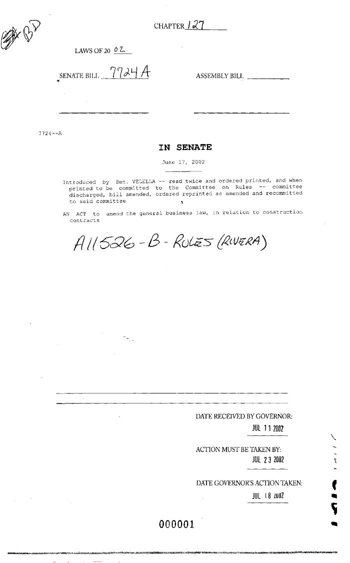 NYS Bill and Veto Jackets: 2002, Chapter 127