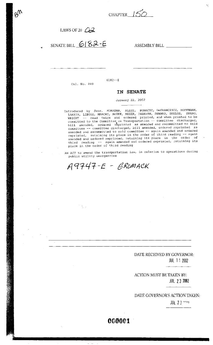 NYS Bill and Veto Jackets: 2002, Chapter 150