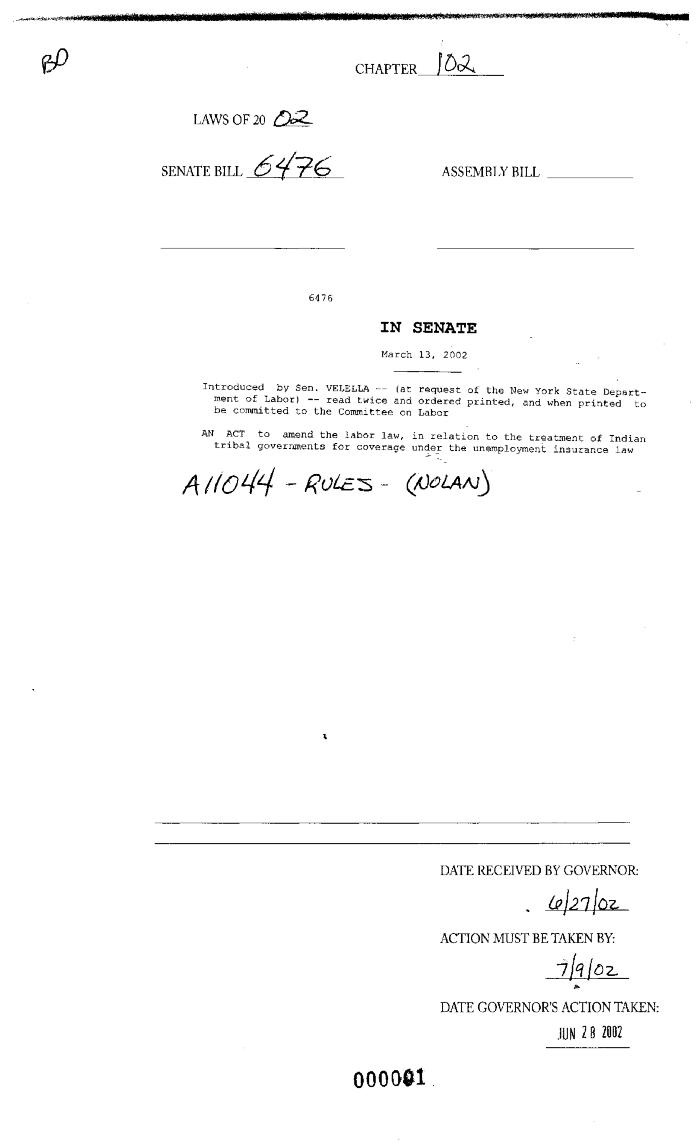 NYS Bill and Veto Jackets: 2002, Chapter 102