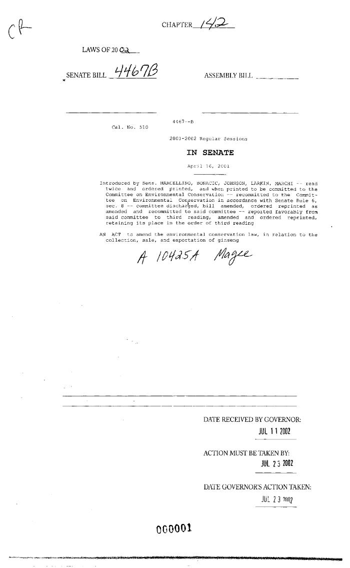 NYS Bill and Veto Jackets: 2002, Chapter 142