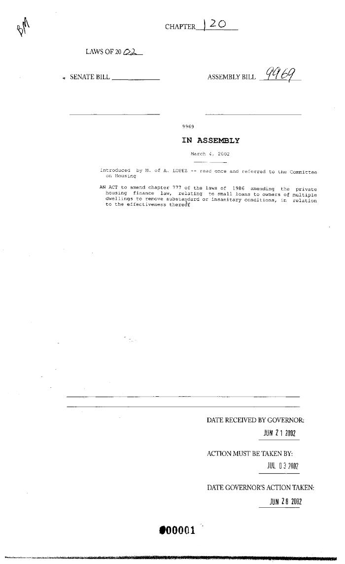 NYS Bill and Veto Jackets: 2002, Chapter 120